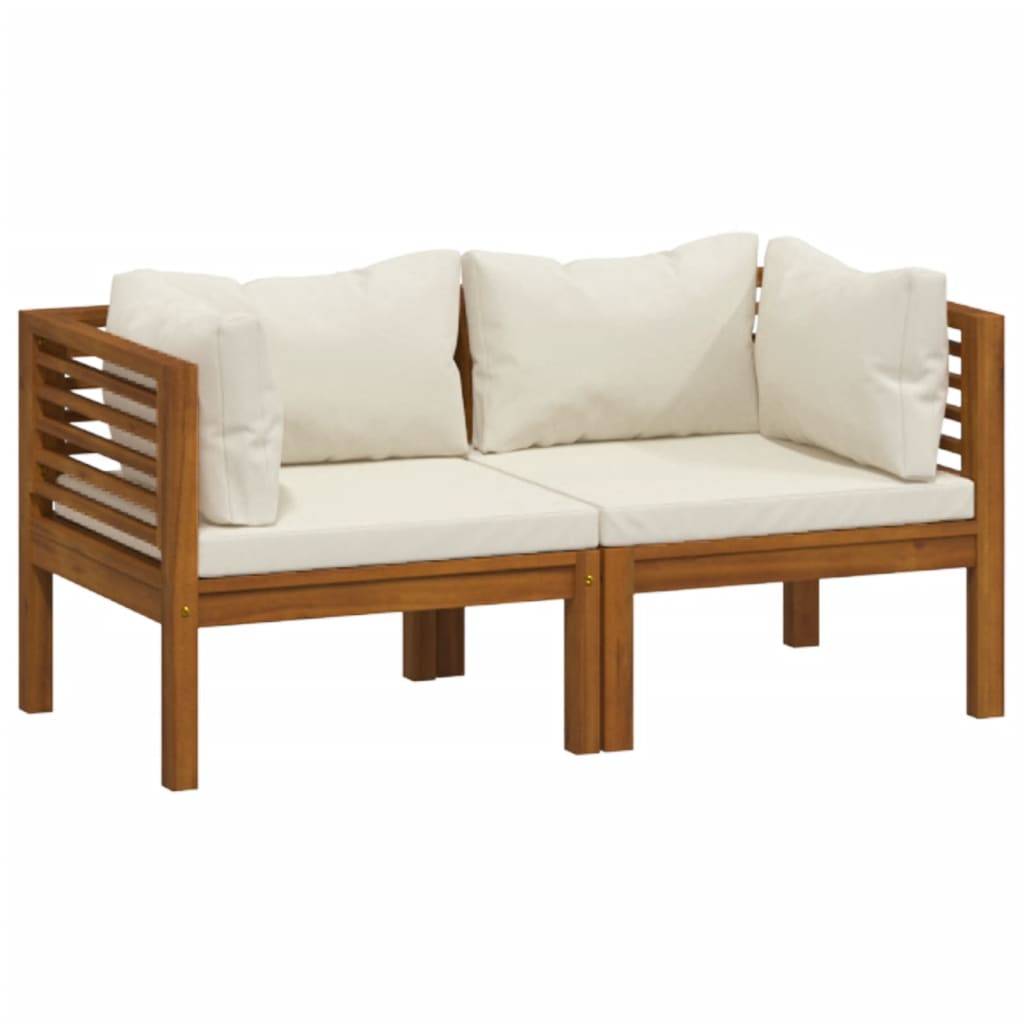 ComfortXL - Canapé de Jardin 2p Bois d'Acacia Modulable avec Coussins Crème pour Balcon – ComfortXL Outdoor Living - Image 2