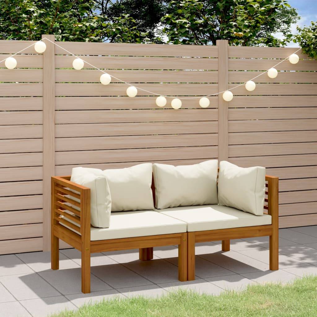 ComfortXL - Canapé de Jardin 2p Bois d'Acacia Modulable avec Coussins Crème pour Balcon – ComfortXL Outdoor Living