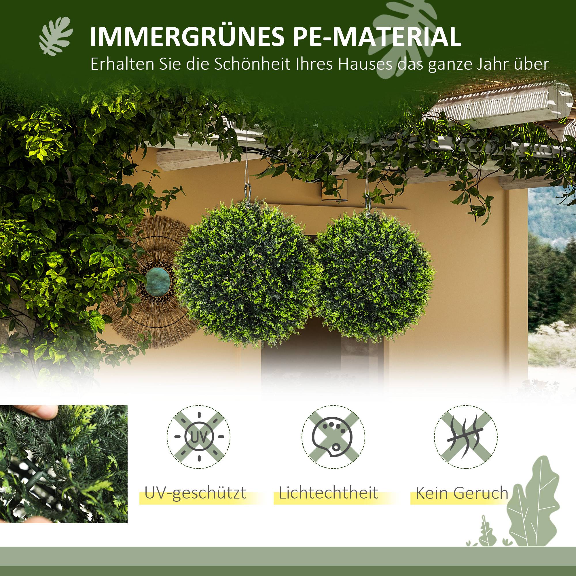 Sans Marque - Lot 2 plantes artificielles, résistantes UV, déco, int./ext., 45 cm, vert - Image 9