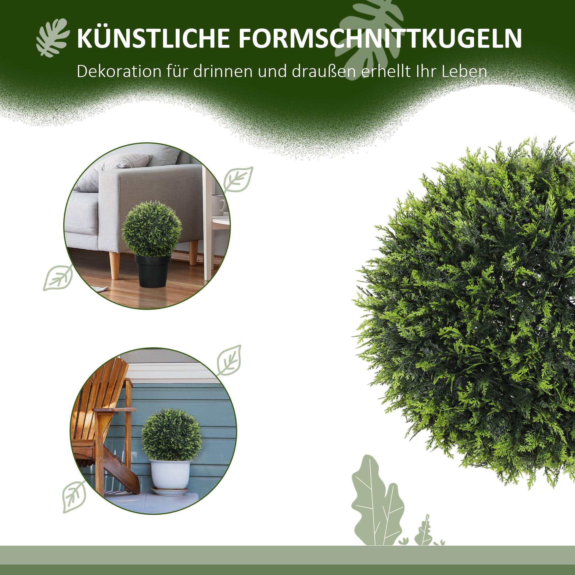 Sans Marque - Lot 2 plantes artificielles, résistantes UV, déco, int./ext., 45 cm, vert - Image 7