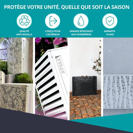 Cache climatiseur, ATOLE en aluminium thermolaqué - Taille 1 : H. 80 x L. 100 x P. 54 cm - Gris anthracite - Image 7