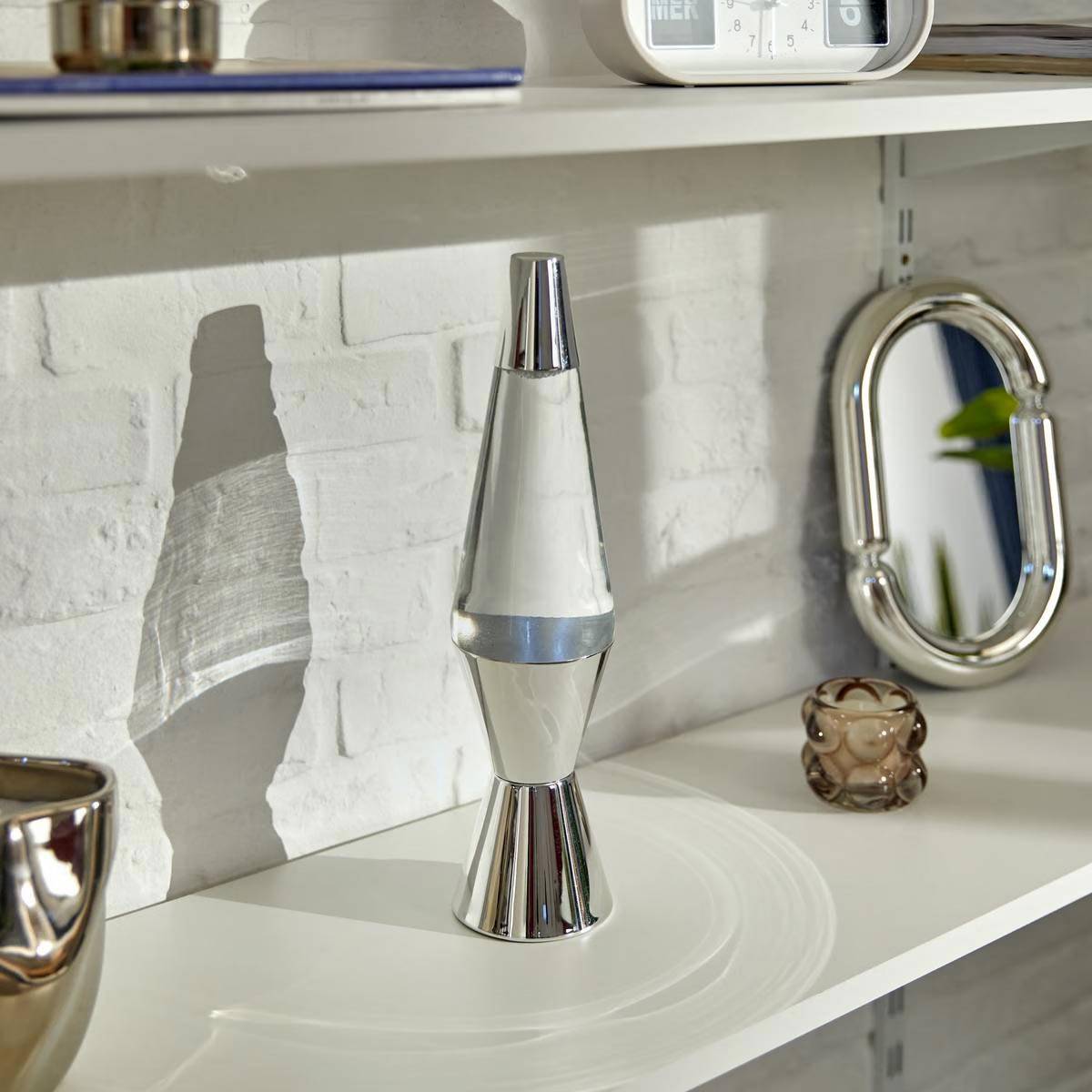 Lampe à Poser Tornade "Lava" 36cm Argent - Image 5