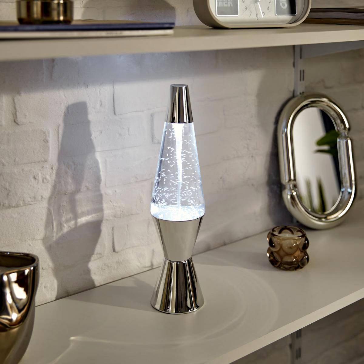 Lampe à Poser Tornade "Lava" 36cm Argent - Image 4