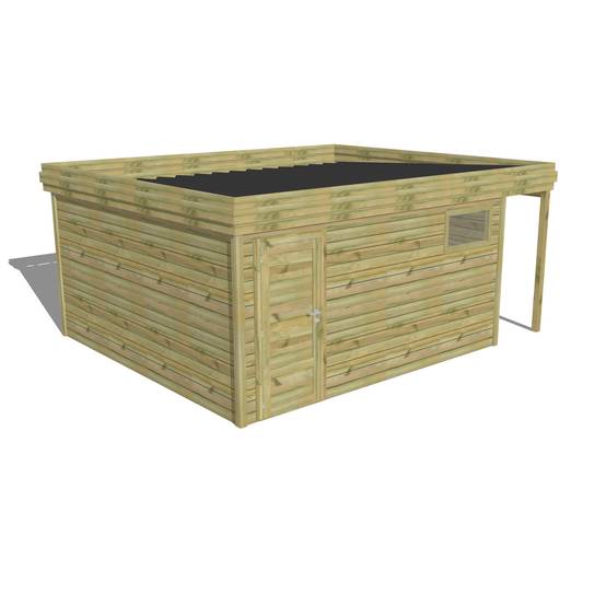 ABRI DE JARDIN bois autoclave 27mm - 5,34x4,34m / 23m2 - Bac acier - Abri Français - Image 1