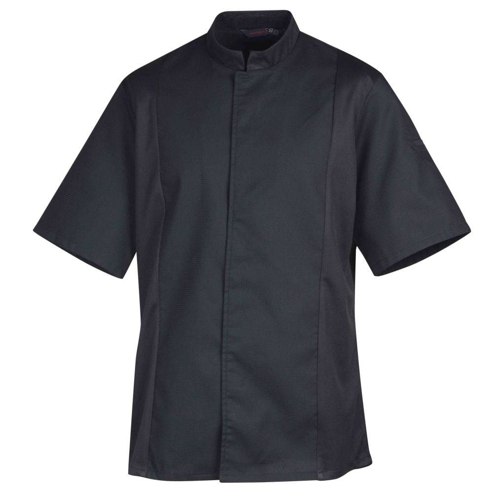 Veste de cuisine mixte col éponge manches courtes Robur Siaka Noir XS - Image 1