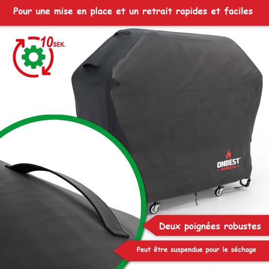 Housse de barbecue 150x65x125cm Imperméable extérieur Taille M - Image 5