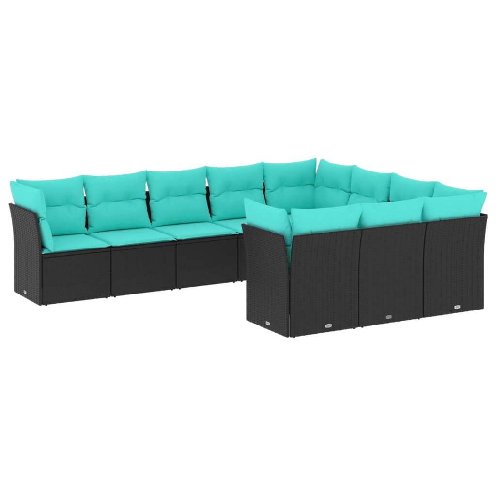 Vidaxl - Salon de jardin 10 pcs avec coussins noir résine tressée vidaXL 3218217 - Image 2