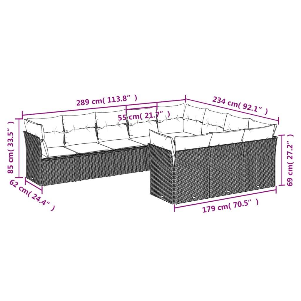 Vidaxl - Salon de jardin 10 pcs avec coussins noir résine tressée vidaXL 3218217 - Image 3