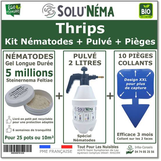 Solunéma - Kit Complet Anti-Thrips - 5 Millions Nématodes SF + Pulvérisateur 2L + 10 Pièges Bleus Collants XXL - Image 1