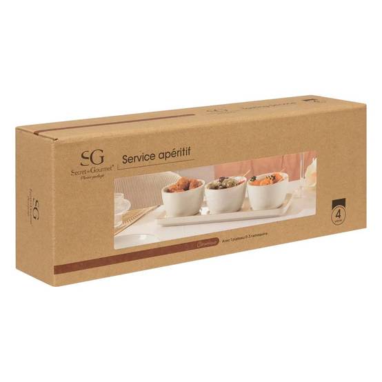 Service Apéritif 4 Pièces en Céramique "Arya" 9cm Blanc - Image 6