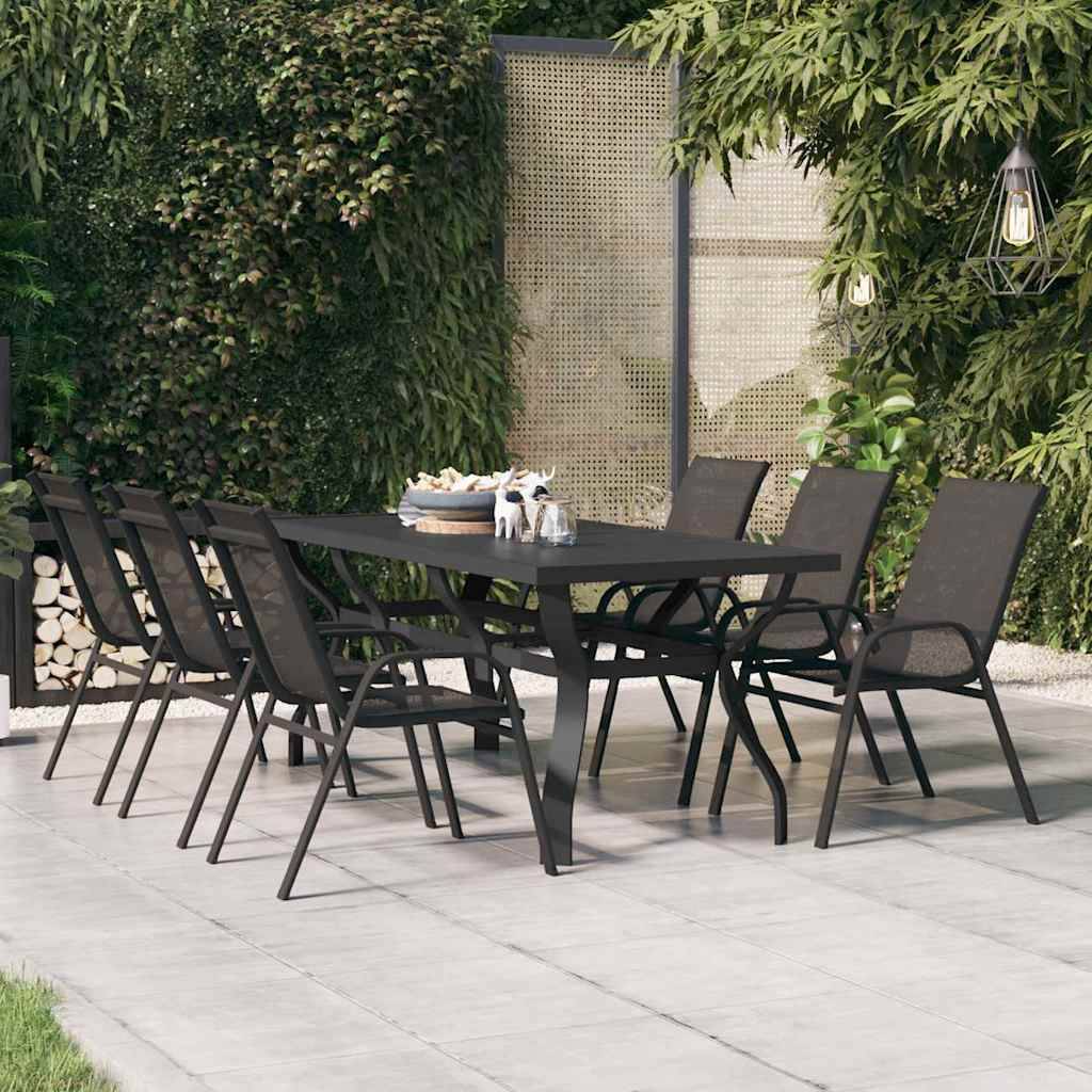 PANGIVO - Table de jardin acier et verre noir 180 x 80 x 70 cm - PANGIVO - Image 1