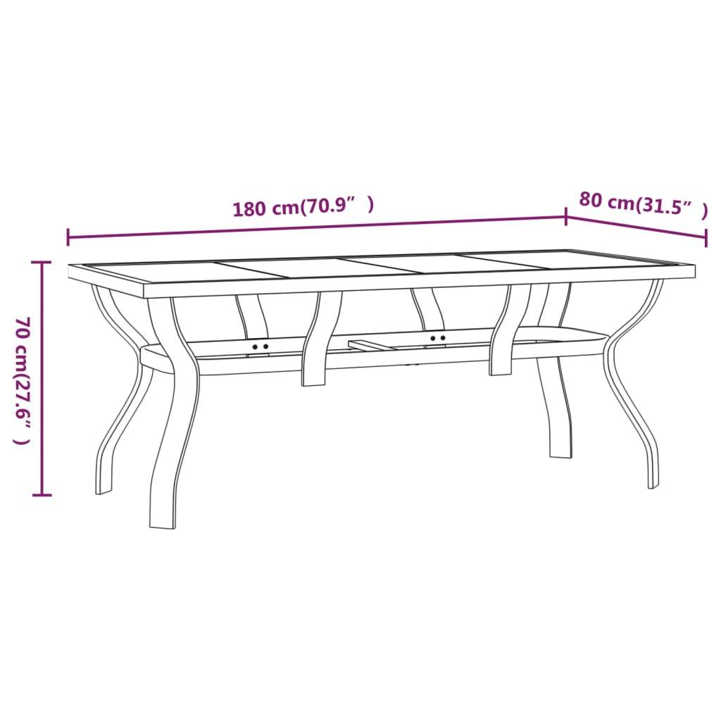 PANGIVO - Table de jardin acier et verre noir 180 x 80 x 70 cm - PANGIVO - Image 6