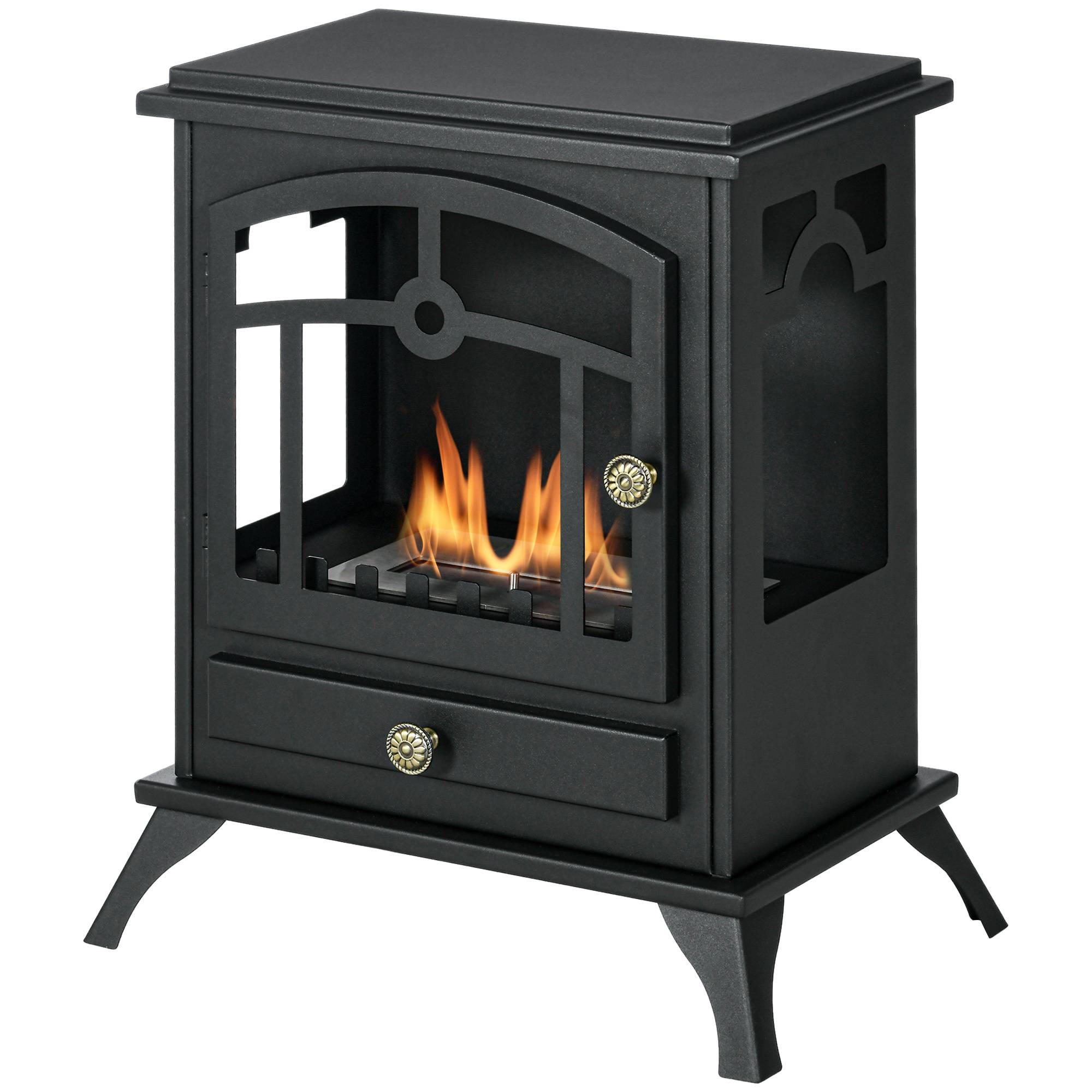 Cheminée bioéthanol sur Pied, brûleur 1,2 L, environ 3 h de durée de combustion Dim. 45L x 28l x 54H cm Acier Noir - Image 2