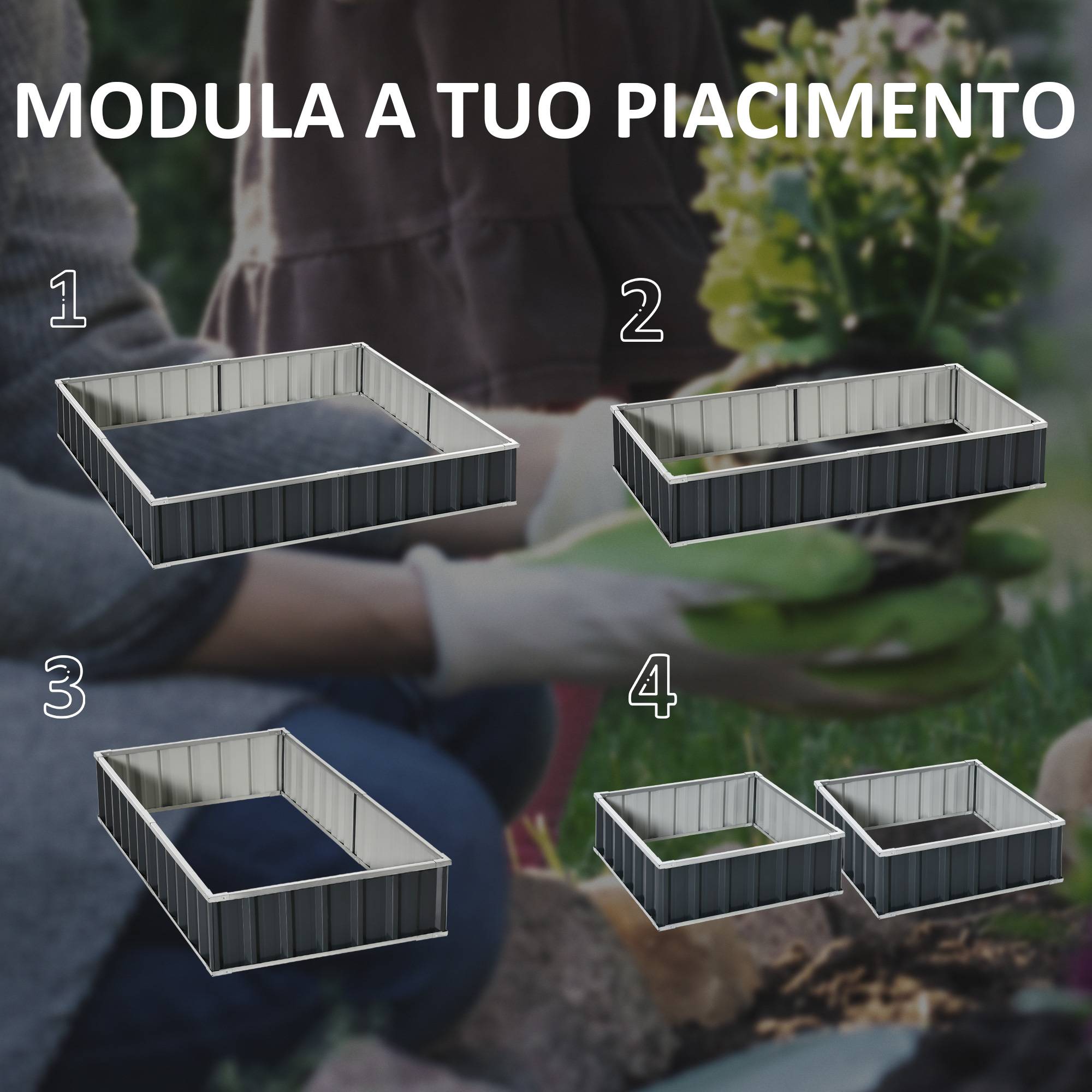 potager surélevé modulaire acier galvanisé fond ouvert 258x90x30 jardin grande capacité gris foncé - Image 8