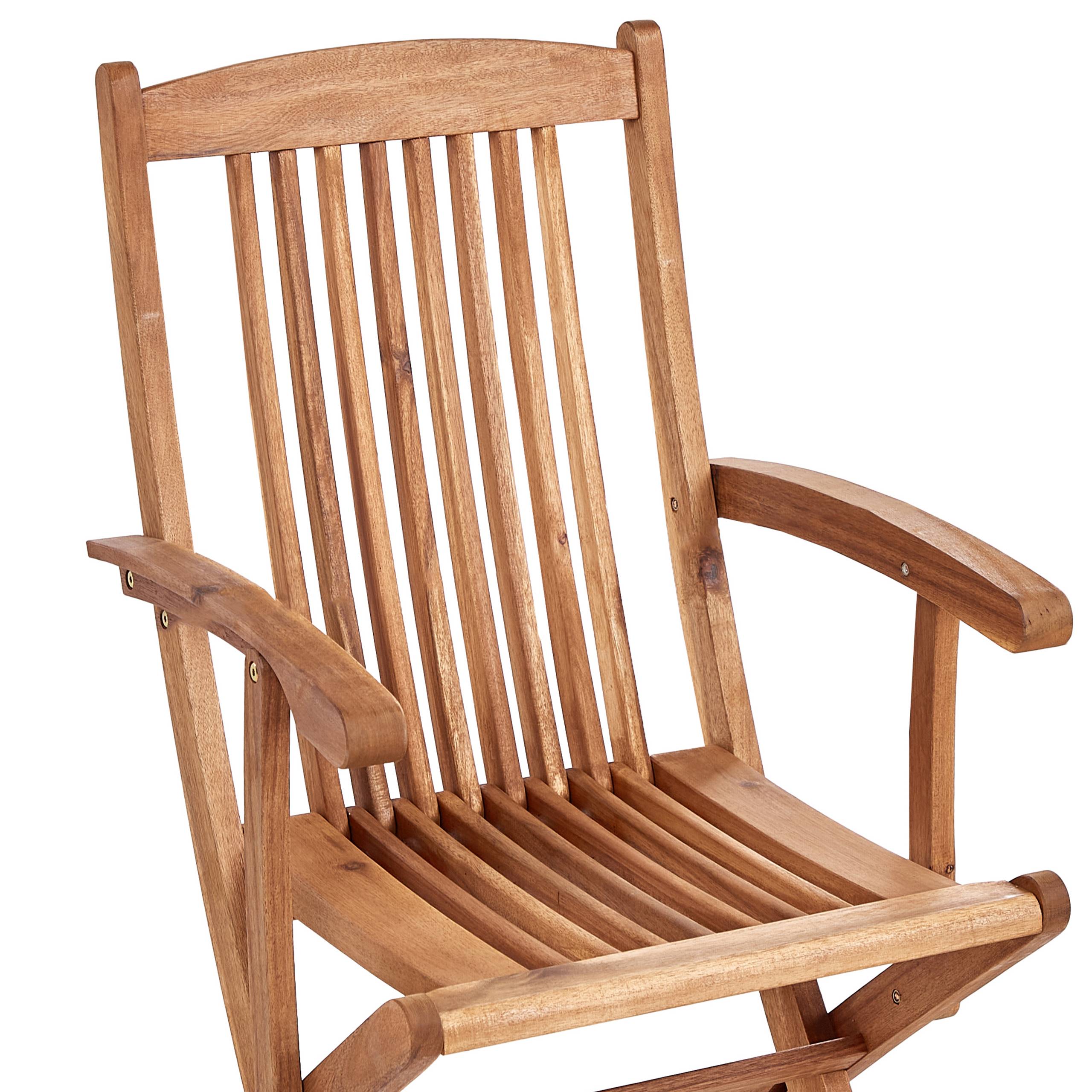 Beliani - Lot de 2 Chaises de Jardin en Bois avec Coussins Rouge Foncé Pliantes Salle à Manger Extérieur Style Rustique - Image 8
