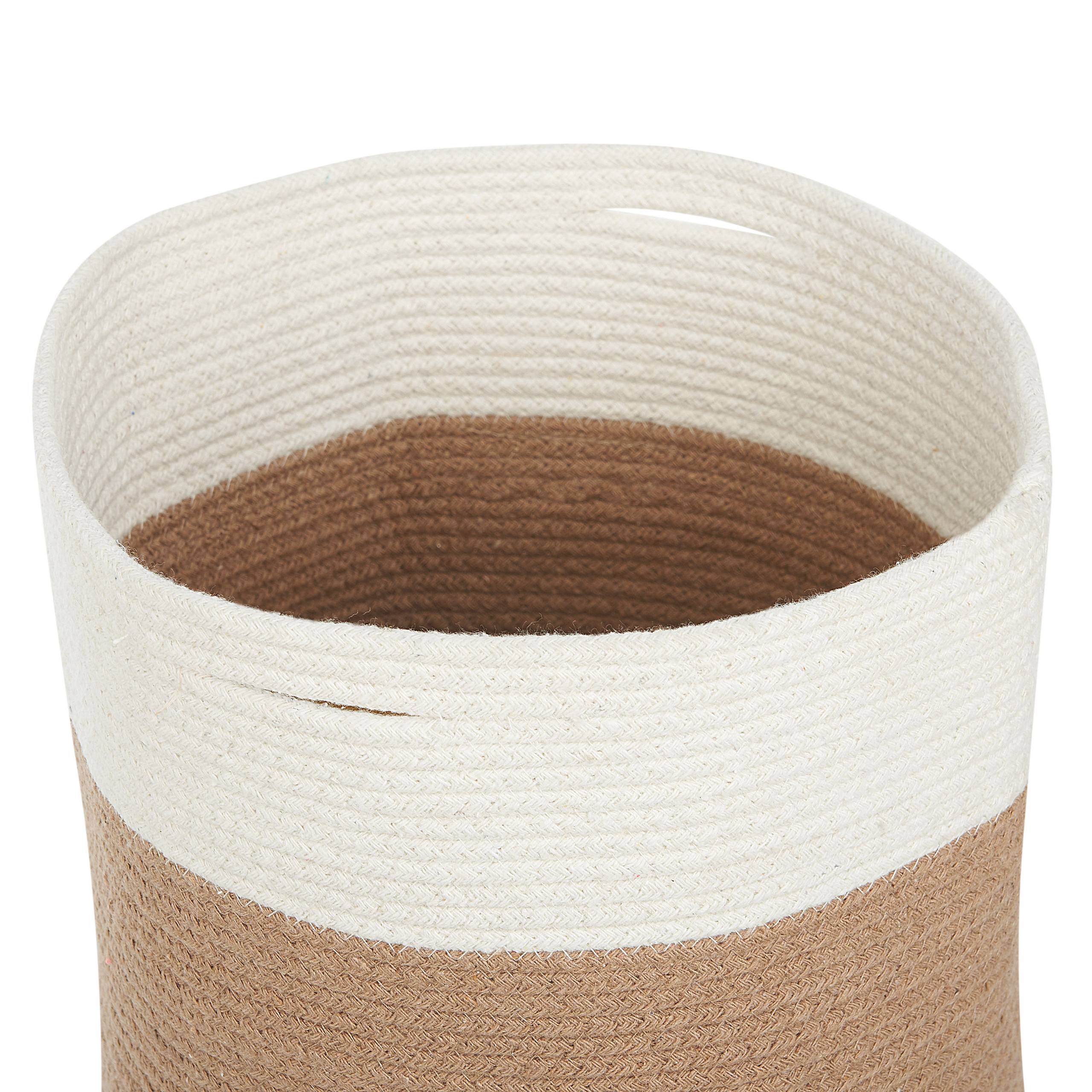 Beliani - Panier Beige et Blanc en Coton ⌀ 52 cm Corbeille à Linge Tressée Pratique pour Intérieur Salon Chambre Rangement - Image 4