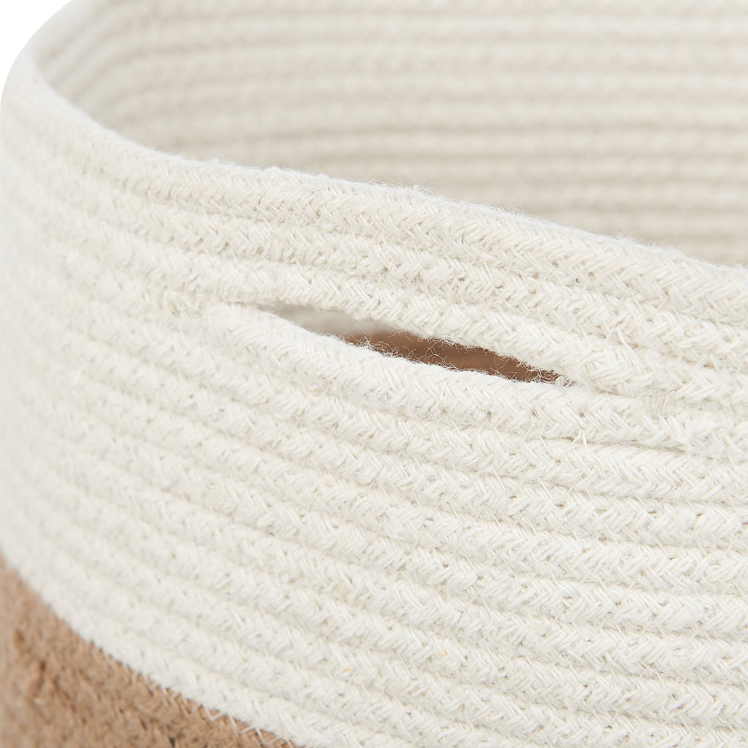 Beliani - Panier Beige et Blanc en Coton ⌀ 52 cm Corbeille à Linge Tressée Pratique pour Intérieur Salon Chambre Rangement - Image 5