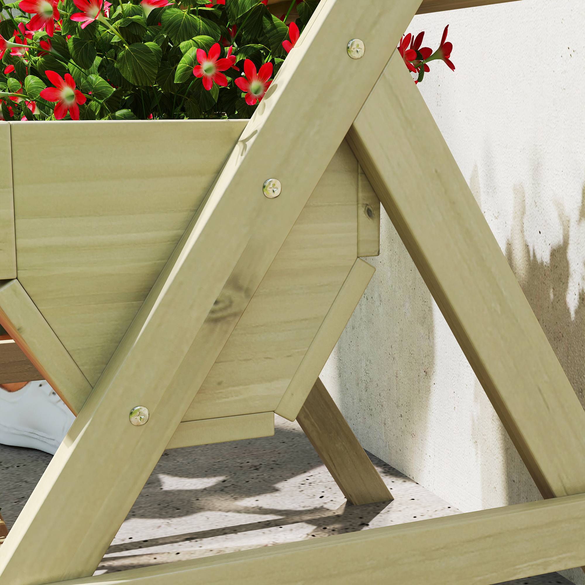 Sans Marque - Jardinière surélevée en bois avec 3 étages, étagère en escalier pour plantes avec trous de drainage, 65x75x76cm, vert - Image 10