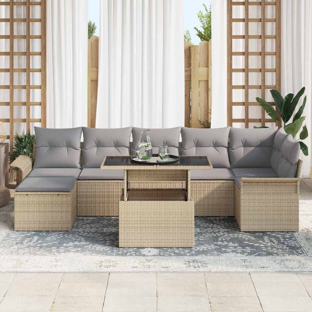 Vidaxl - Ensemble de canapé de jardin 8 pcs Beige Poly rotin vidaXL 3348326 - Image 4