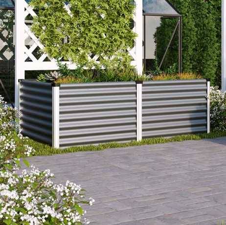 Vitavia - Carré potager Linus 630 – Acier Zincalume H 63 cm, Couleur Vert/Aluminium - Image 1