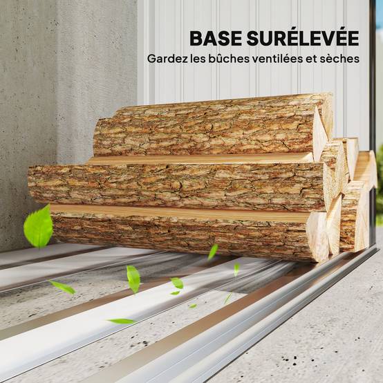 Abri-bûches extérieur acier galvanisé toit incliné ondulé 150x66x150cm gris - ComfortXL Outdoor Living - Image 7