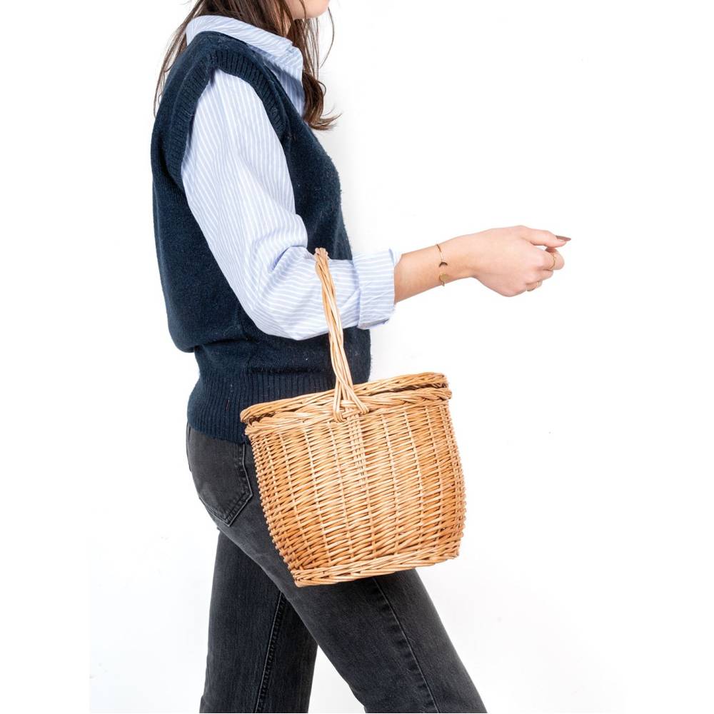 Aubry Gaspard - Panier à couvercle pivotant en osier clair - Image 2