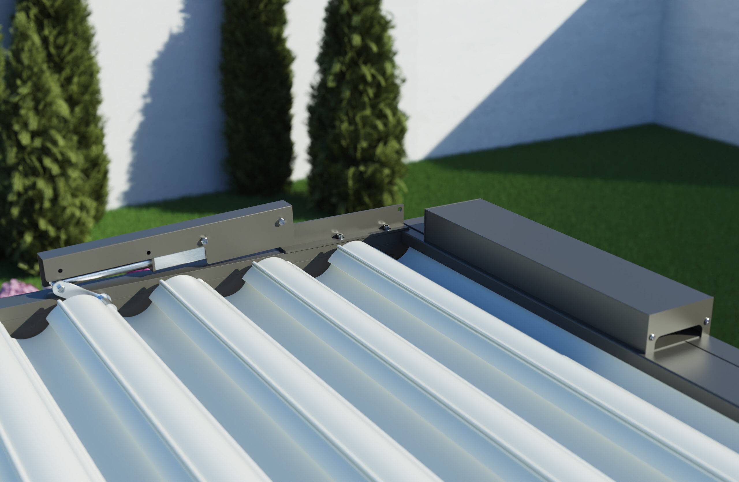 Pergola Bioclimatique Aluminium Adossée Motorisée Éclairée 4x3 Gris SV ORIAL France - Image 7