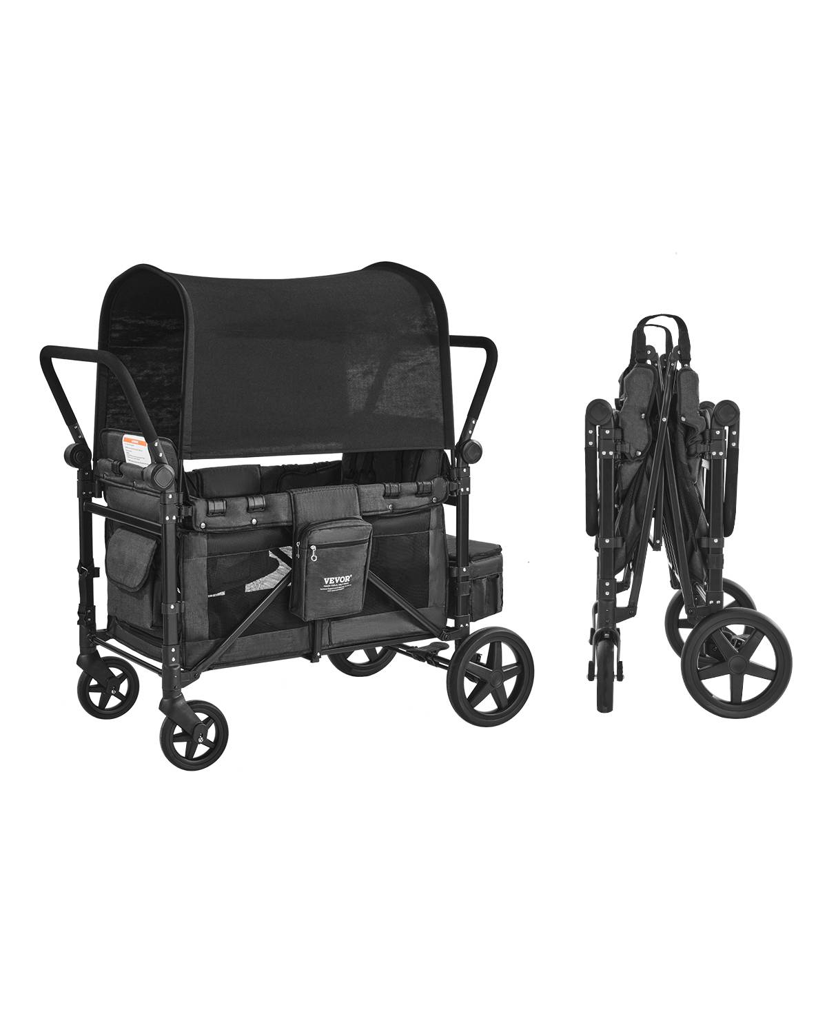 Vevor - VEVOR Poussette 4 enfants pliable, 150 kg, poignée réglable, harnais sécurité, auvent amovible, pour camping. - Image 1