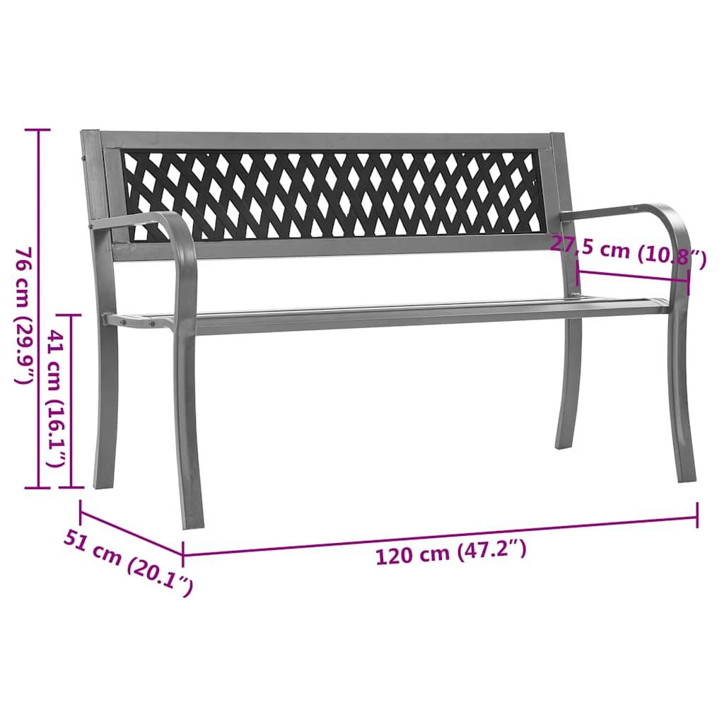 PANGIVO - Banc de jardin acier et plastique noir 120 x 51 x 76 cm - PANGIVO - Image 8