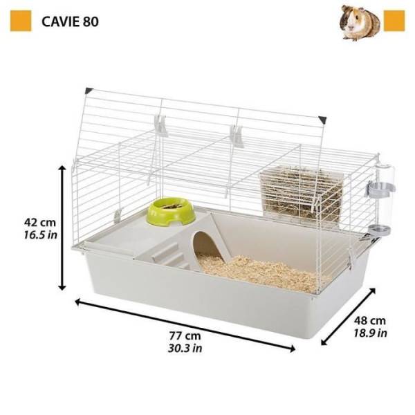 Ferplast - Cage cochons d'inde - Maisonnette, gamelle, ratelier et abreuvoir - FERPLAST - Image 2