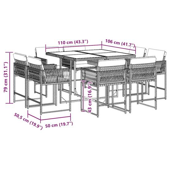 ComfortXL - Table et Chaises de Jardin 8 Personnes Résine Tressée Rangement Compact Table Bois Noir – ComfortXL Outdoor Living - Image 5