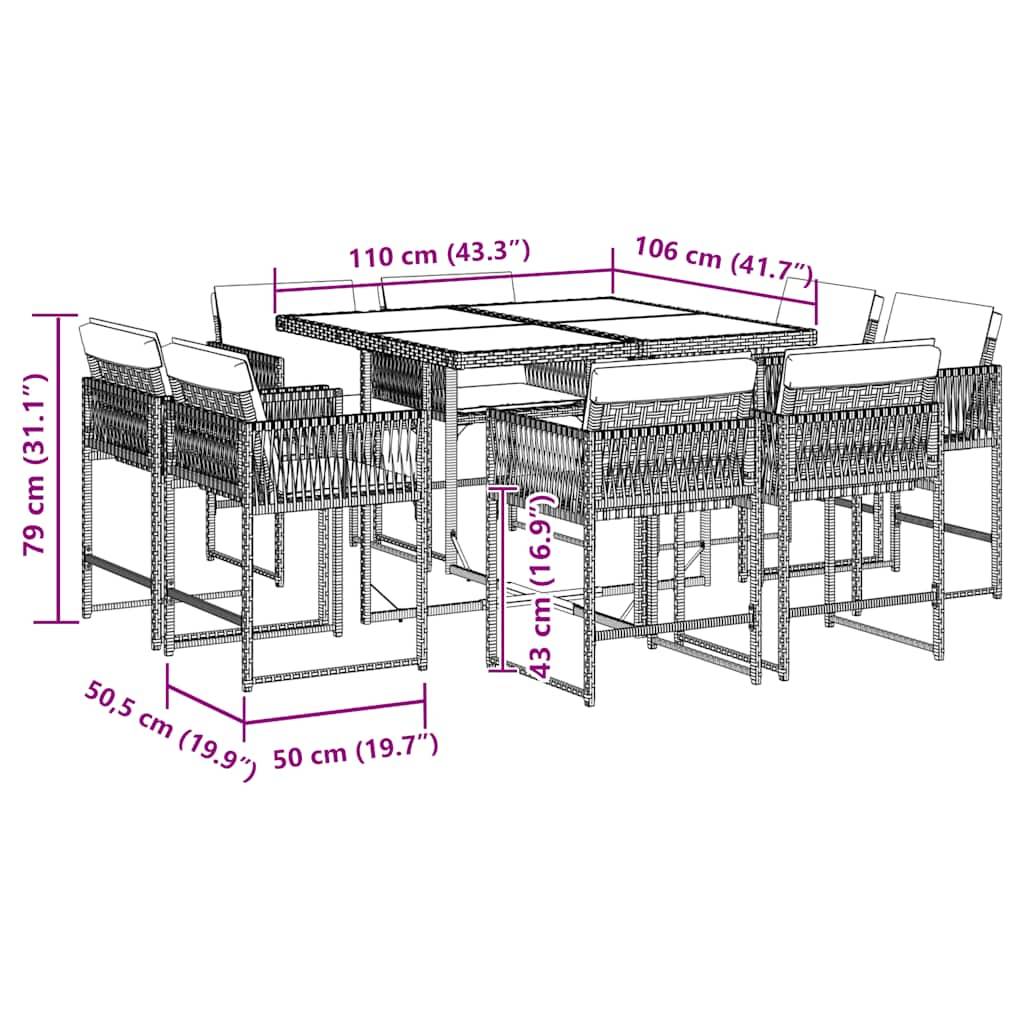 ComfortXL - Table et Chaises de Jardin 8 Personnes Résine Tressée Rangement Compact Table Bois Noir – ComfortXL Outdoor Living - Image 5