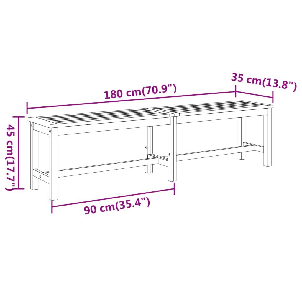 PANGIVO - Banc de jardin bois d'acacia naturel 180 x 35 x 45 cm - PANGIVO - Image 7