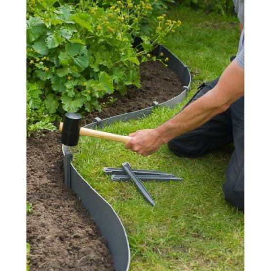 Piquets pour bordures de jardin - NATURE - Ancres en polypropylene gris - Lot de 10 - Image 2