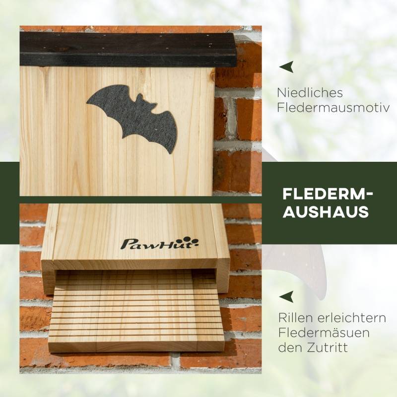Lot de 3 Nichoirs Chauves-souris Bois Sapin Jardin Abri Météo 25x37cm Naturel - ComfortXL Outdoor Living - Image 7