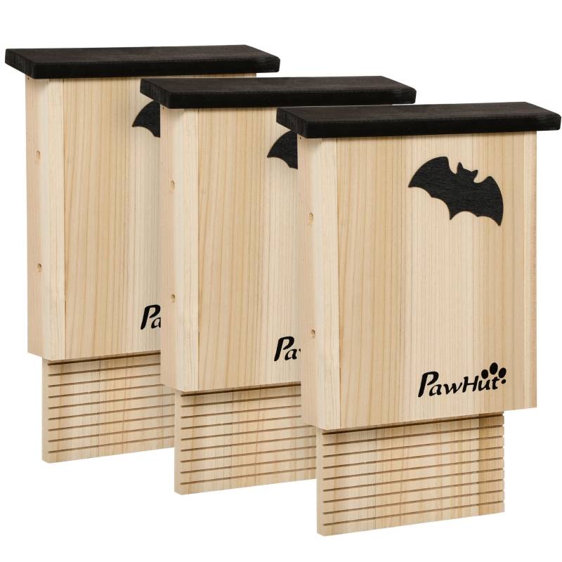 Lot de 3 Nichoirs Chauves-souris Bois Sapin Jardin Abri Météo 25x37cm Naturel - ComfortXL Outdoor Living - Image 2