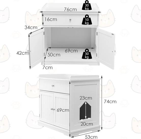 Enceinte de Bac à Litière pour Chat, Meubles de Toilette Cachés - Image 3