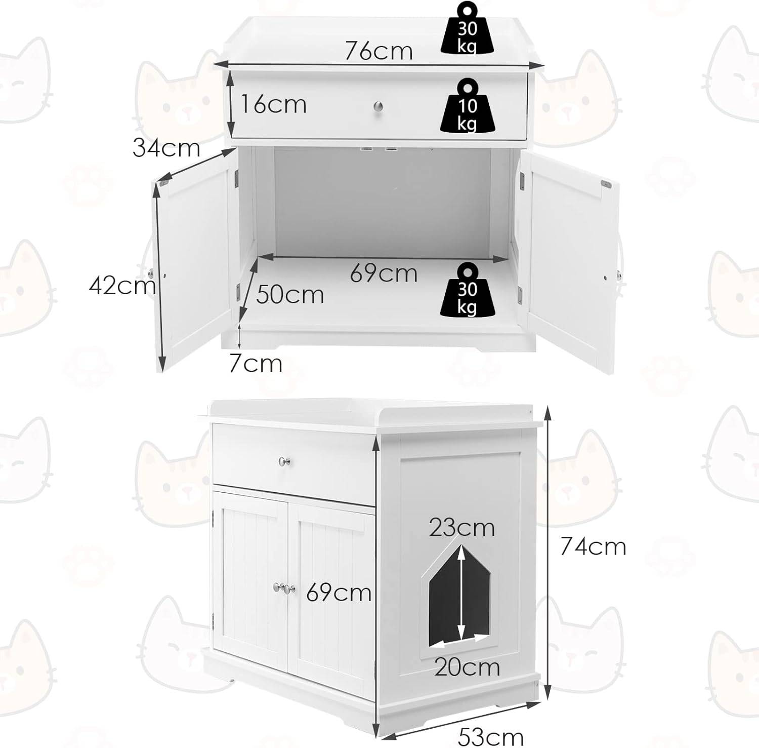 Enceinte de Bac à Litière pour Chat, Meubles de Toilette Cachés - Image 3
