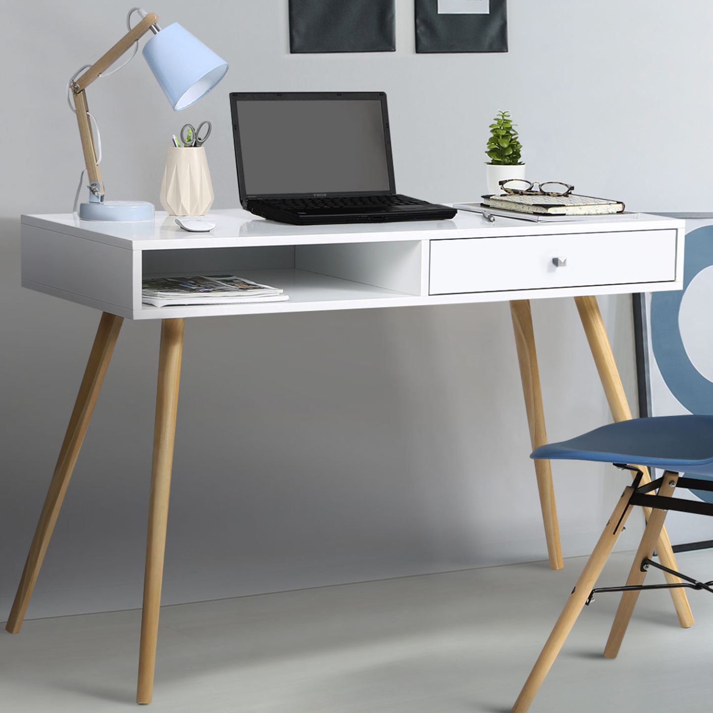 Bureau scandinave EFFIE bois blanc - Image 1