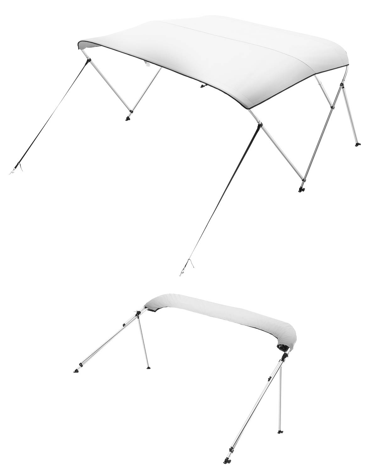 VEVOR Bimini bateau taud de soleil à 3 arceaux 185-198 cm en alu polyester gris - Image 1