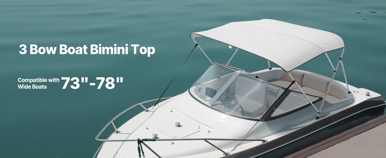 VEVOR Bimini bateau taud de soleil à 3 arceaux 185-198 cm en alu polyester gris - Image 9