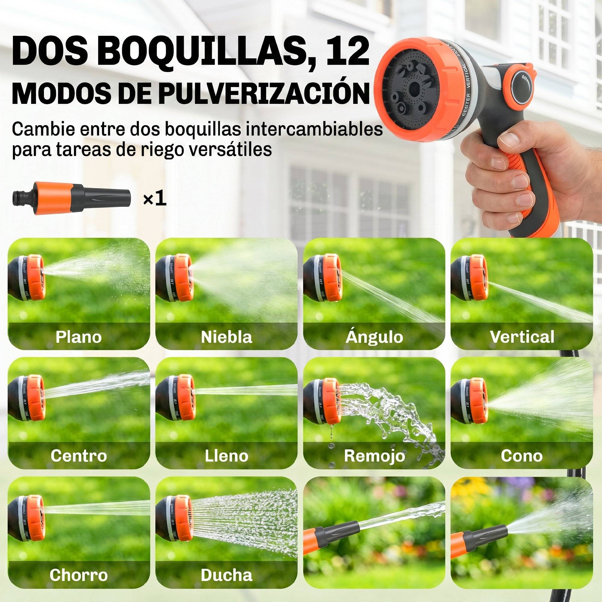 ComfortXL - Enrouleur de tuyau rétractable PP orange 28+2 m grand jardin mural 12 modes - ComfortXL Outdoor Living - Image 9