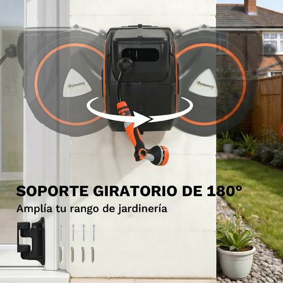 ComfortXL - Enrouleur de tuyau rétractable PP orange 28+2 m grand jardin mural 12 modes - ComfortXL Outdoor Living - Image 8