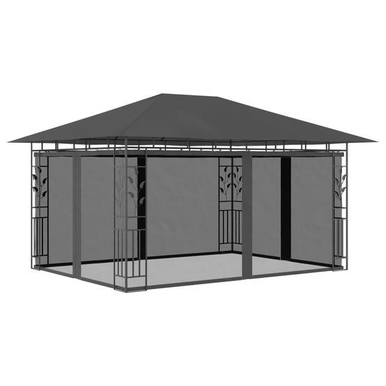 Tonnelle Aluminium Anthracite avec Moustiquaire et LED 4 x 3 x 2.73 m - PANGIVO - Image 3