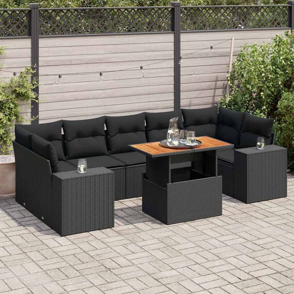 ComfortXL - Salon de jardin 8 places en résine tressée avec table relevable modulable Noir – ComfortXL Outdoor Living - Image 1