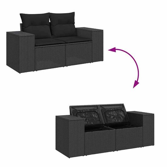 ComfortXL - Salon de jardin 8 places en résine tressée avec table relevable modulable Noir – ComfortXL Outdoor Living - Image 9
