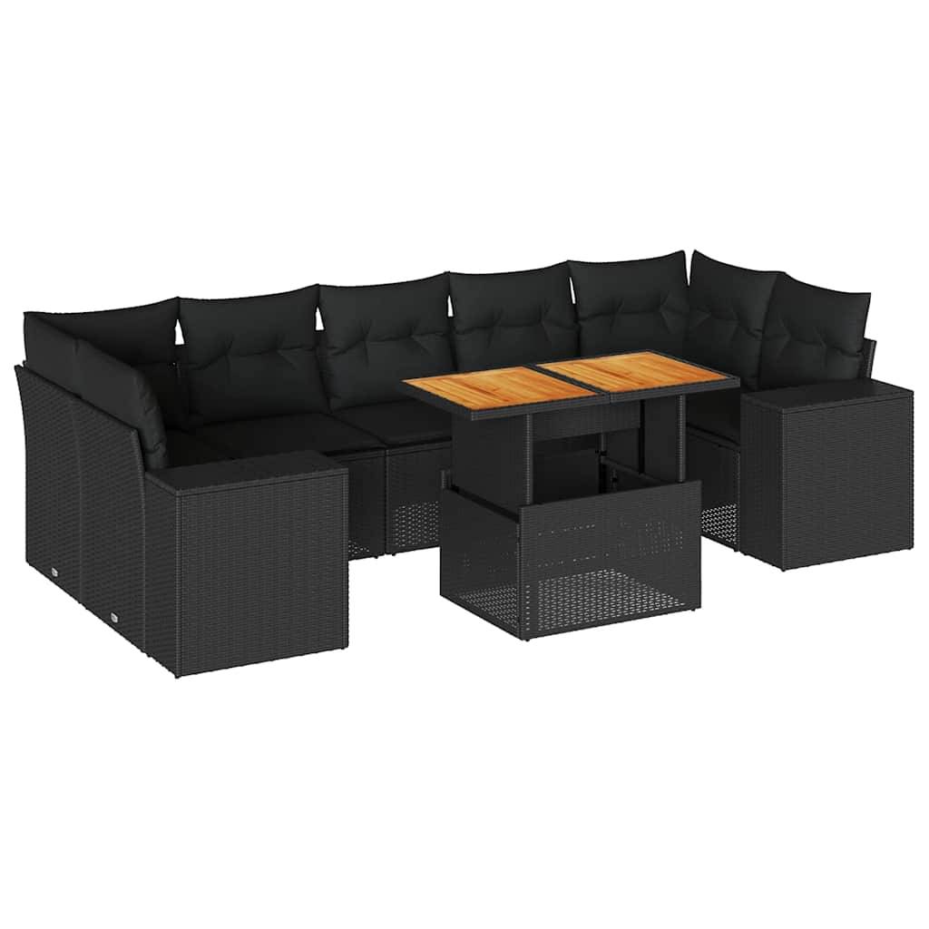 ComfortXL - Salon de jardin 8 places en résine tressée avec table relevable modulable Noir – ComfortXL Outdoor Living - Image 2
