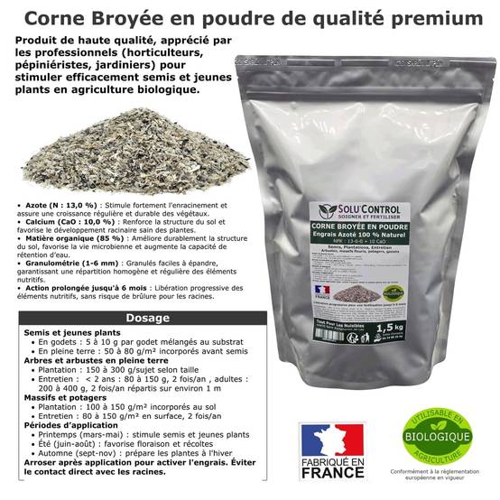 SOLU’CONTROL - 1,5 kg de Corne Broyée en Poudre - Engrais Azoté 100% Naturel - UAB - Image 4