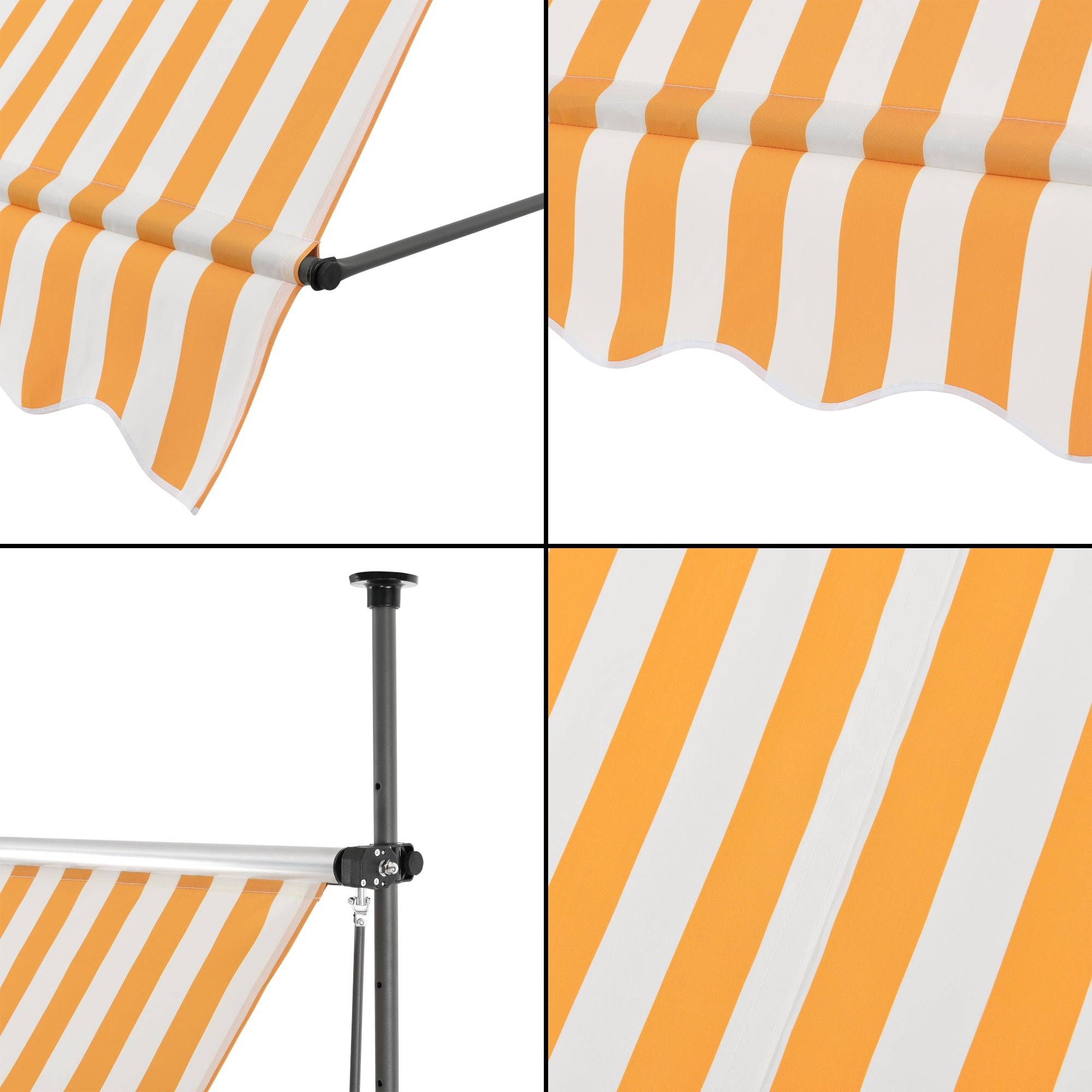 Helloshop26 - Store banne téléscopique acier polyester 300 x 120 x 200-300 cm jaune blanc - Image 5