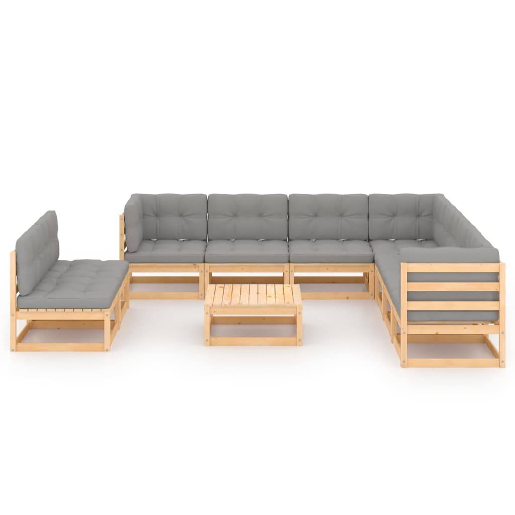 Helloshop26 - Salon de jardin meuble d'extérieur ensemble de mobilier 10 pièces avec coussins bois de pin massif - Image 2